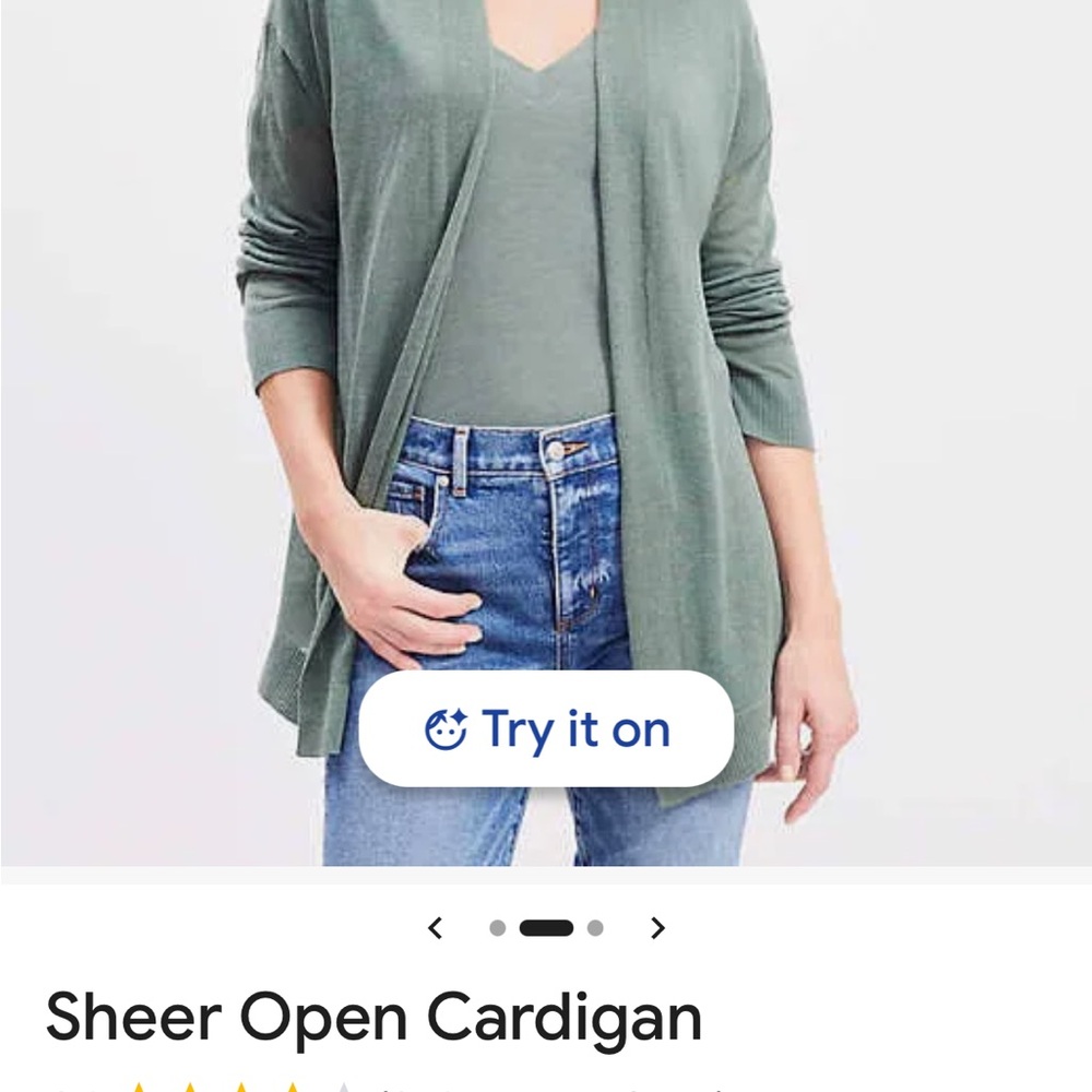LOFT Sage Green Open Front Cardigan